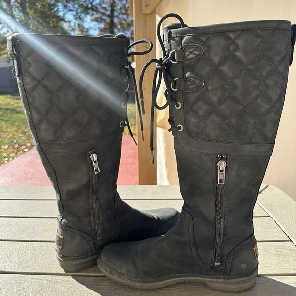 Ugg Elsa Tall Black Waterproof Shearling Leather Boots 1008438 Womens Sz 6.5 - Picture 6 of 8